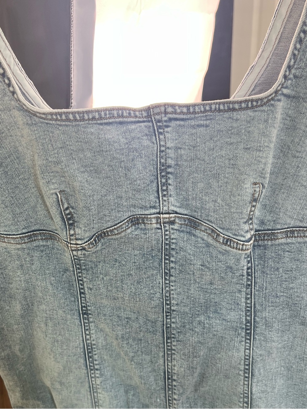 Wild Fable Denim Midi Dress Light Wash Bodycon Square Neck Side Slit Large - Picture 14 of 14